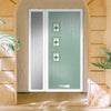 Cottage Style Aruba 3 Composite Front Door Set with Single Side Screen - Hnd Laptev Green Glass - Shown in Chartwell Green