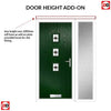 Cottage Style Aruba 3 Composite Front Door Set with Single Side Screen - Central Laptev Black Glass - Shown in Green