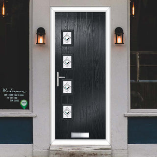 Image: Cottage Style Aruba 4 Composite Front Door Set with Hnd Pusan Glass - Shown in Anthracite Grey