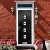 Cottage Style Aruba 4 Composite Front Door Set with Central Laptev Black Glass - Shown in Black