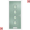 Cottage Style Aruba 4 Composite Front Door Set with Central Murano Green Glass - Shown in Chartwell Green