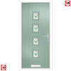 Cottage Style Aruba 4 Composite Front Door Set with Central Murano Green Glass - Shown in Chartwell Green