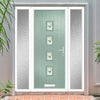 Cottage Style Aruba 4 Composite Front Door Set with Double Side Screen - Central Murano Green Glass - Shown in Chartwell Green