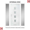 Cottage Style Aruba 4 Composite Front Door Set with Double Side Screen - Central Murano Green Glass - Shown in Chartwell Green