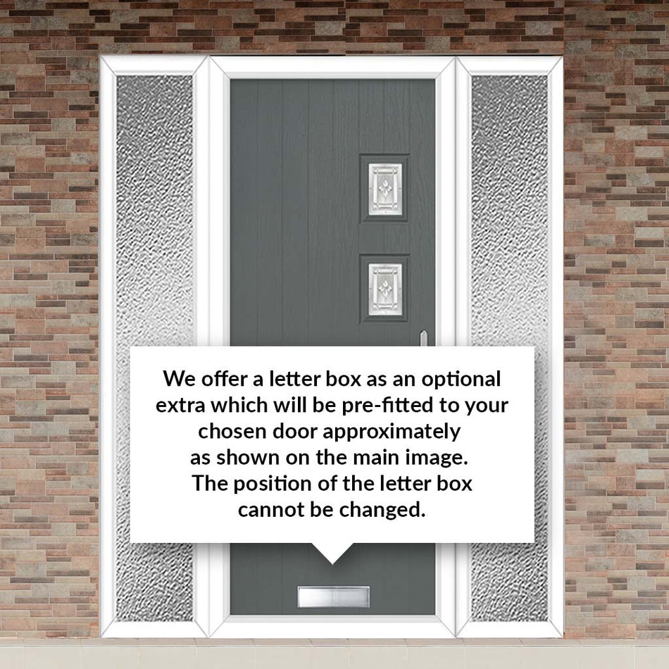 Cottage Style Aruba 4 Composite Front Door Set with Double Side Screen - Hnd Elderton Glass - Shown in Mouse Grey