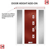 Cottage Style Aruba 4 Composite Front Door Set with Double Side Screen - Hnd Murano Red Glass - Shown in Red
