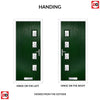 Cottage Style Aruba 4 Composite Front Door Set with Hnd Flair Glass - Shown in Green