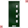 Cottage Style Aruba 4 Composite Front Door Set with Hnd Flair Glass - Shown in Green