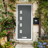 Cottage Style Aruba 4 Composite Front Door Set with Hnd Elderton Glass - Shown in Mouse Grey