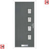Cottage Style Aruba 4 Composite Front Door Set with Hnd Elderton Glass - Shown in Mouse Grey