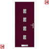 Cottage Style Aruba 4 Composite Front Door Set with Central Matisse Glass - Shown in Purple Violet