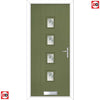 Cottage Style Aruba 4 Composite Front Door Set with Central Roma Glass - Shown in Reed Green
