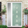Cottage Style Aruba 4 Composite Front Door Set with Single Side Screen - Central Murano Green Glass - Shown in Chartwell Green