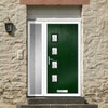 Cottage Style Aruba 4 Composite Front Door Set with Single Side Screen - Hnd Flair Glass - Shown in Green
