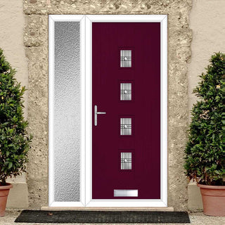 Image: Cottage Style Aruba 4 Composite Front Door Set with Single Side Screen - Central Matisse Glass - Shown in Purple Violet
