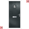 Cottage Style Aruba 1 Composite Front Door Set with Abstract Glass - Shown in Anthracite Grey