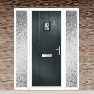 Image: Cottage Style Aruba 1 Composite Front Door Set with Double Side Screen - Abstract Glass - Shown in Anthracite Grey