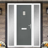 Cottage Style Aruba 1 Composite Front Door Set with Double Side Screen - Linear Glass - Shown in Mouse Grey