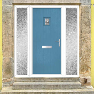 Image: Cottage Style Aruba 1 Composite Front Door Set with Double Side Screen - Matisse Glass - Shown in Pastel Blue