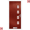 Cottage Style Aruba 4 Composite Front Door Set with Hnd Murano Red Glass - Shown in Red