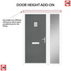 Cottage Style Aruba 1 Composite Front Door Set with Single Side Screen - Linear Glass - Shown in Mouse Grey