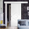 Single Sliding Door & Wall Track - Ascot White Primed Panel Door