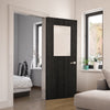 Bespoke Door - Flush American Dark Grey Ash Veneer - Clear Glass - 01 - Prefinished
