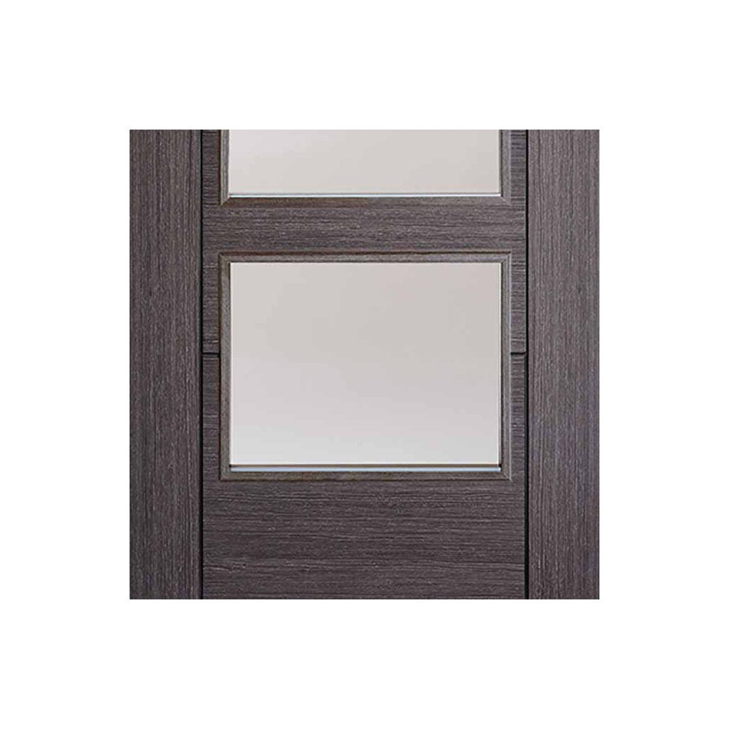 Two Folding Doors & Frame Kit - Vancouver 4 Pane Ash Grey 2+0 - Clear Glass - Prefinished