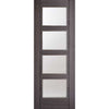 Five Folding Doors & Frame Kit - Vancouver 4 Pane Ash Grey 3+2 - Clear Glass - Prefinished