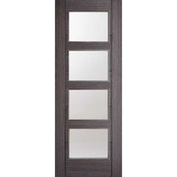 Five Folding Doors & Frame Kit - Vancouver 4 Pane Ash Grey 3+2 - Clear Glass - Prefinished
