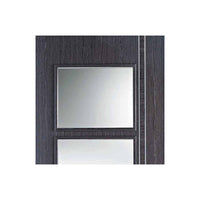 Double Sliding Door & Wall Track - Zanzibar Ash Grey Doors - Clear Glass - Prefinished