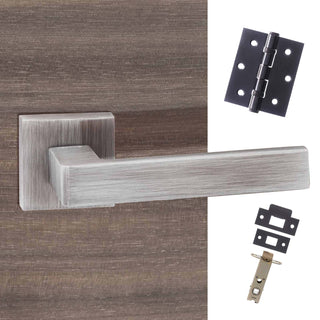 Image: Asti Forme Designer Lever on Minimal Square Rose - Urban Graphite Handle Pack