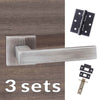 Three Pack Asti Forme Designer Lever on Minimal Square Rose - Urban Graphite