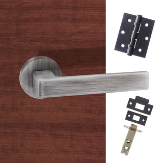 Image: Forme Asti Designer Lever on Minimal Round Rose - Urban Graphite Handle Pack