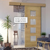 Single Sliding Door & Wall Track - Augusta Glazed Oak Door - Clear Glass - Prefinished