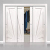 Four Sliding Wardrobe Doors & Frame Kit - Calypso Aurora White Primed Door