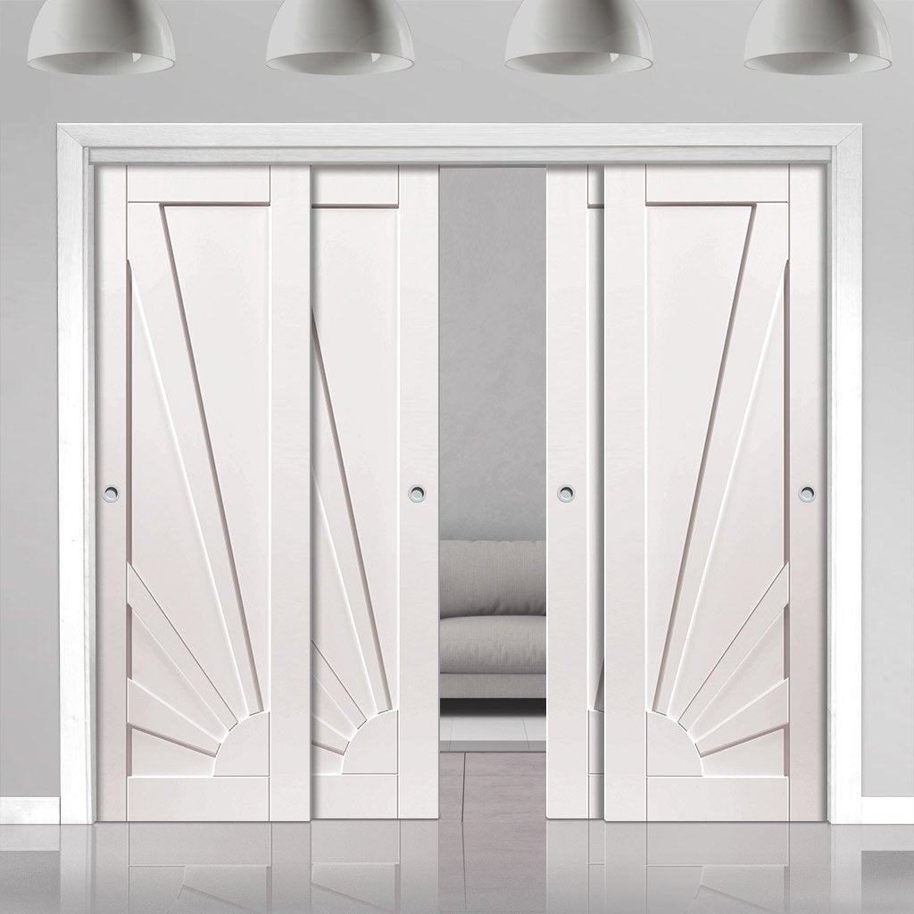 Four Sliding Doors and Frame Kit - Calypso Aurora White Primed Door