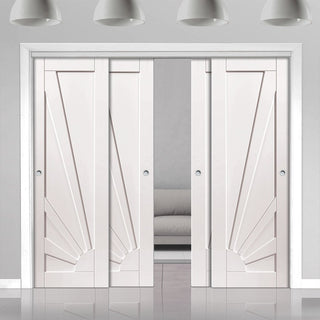 Image: Four Sliding Doors and Frame Kit - Calypso Aurora White Primed Door