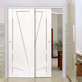 Image: Two Sliding Doors and Frame Kit - Calypso Aurora White Primed Door