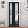 Handmade Eco-Urban Avenue 2 Pane 1 Panel Solid Wood Internal Door UK Made DD6410G Clear Glass - Eco-Urban® Shadow Black Premium Primed