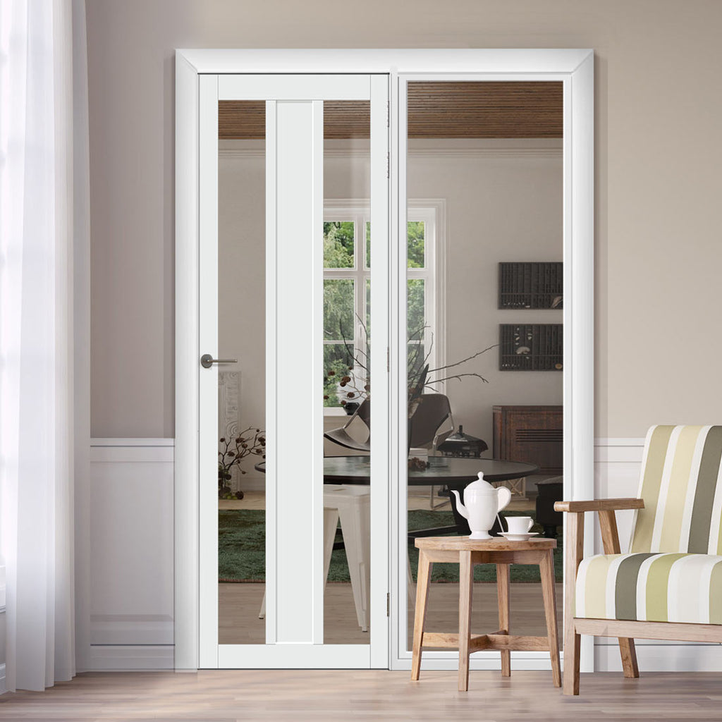 Room Divider - Handmade Eco-Urban® Avenue Door DD6410C - Clear Glass - Premium Primed - Colour & Size Options