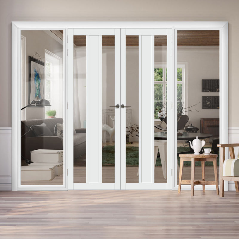 Room Divider - Handmade Eco-Urban® Avenue with Two Sides DD6410C - Clear Glass - Premium Primed - Colour & Size Options