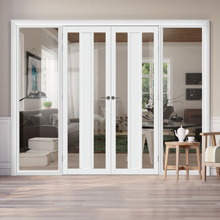 Image: Room Divider - Handmade Eco-Urban® Avenue with Two Sides DD6410C - Clear Glass - Premium Primed - Colour & Size Options
