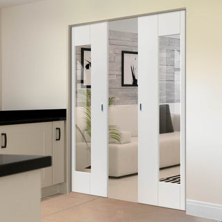 Image: Axis Absolute Evokit Double Pocket Doors - Clear Glass - White Primed