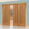 Three Sliding Doors and Frame Kit - Axis Oak Shaker Door - Prefinished