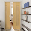 Axis Shaker Oak Panelled Double Evokit Pocket Doors - Prefinished