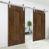 Double Sliding Door & Track - Axis Shaker Walnut Panelled Doors - Prefinished