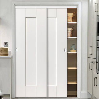 Image: Two Sliding Wardrobe Doors & Frame Kit - Axis White Primed Door