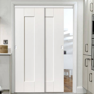 Image: Two Sliding Doors and Frame Kit - Axis White Primed Door