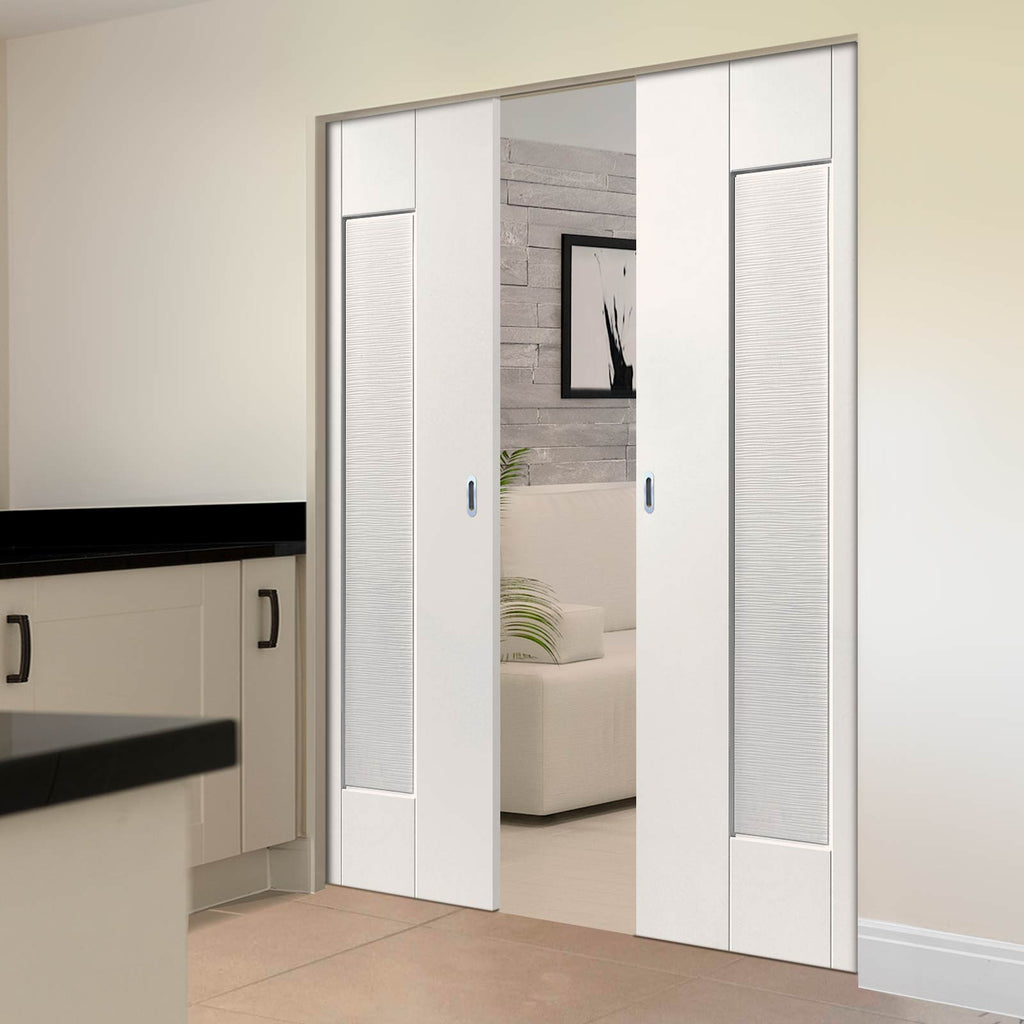 Axis Ripple Absolute Evokit Double Pocket Doors - White Primed